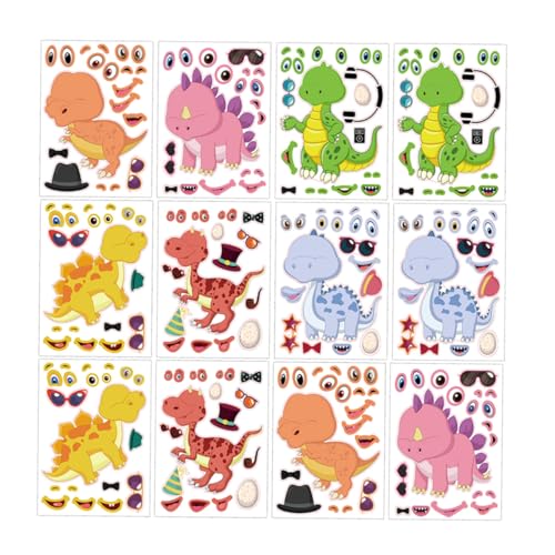 ibasenice 12 Blatt Teiliges Dinosaurier Puzzle Sticker Bunte Cartoon DIY Aufkleber für Kindergeburtstag Dekoration und Eigenes Gesichtsbasteln Wiederverwendbare Dinosaurier Aufkleber für ibasenice 12 Blatt Teiliges Dinosaurier Puzzle Sticker Bunte Cartoon DIY Aufkleber für Kindergeburtstag Dekoration und Eigenes Gesichtsbasteln Wiederverwendbare Dinosaurier Aufkleber für von ibasenice