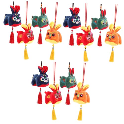 ibasenice 12 STK Jahr Der Hasenpuppe Plüschhasen Stofftier Kaninchen-Maskottchen-Spielzeug Sternzeichen Tiere Maskottchen Spielzeug Chinesisches Hängendes Tierkreiskaninchen Kurzhaarige von ibasenice