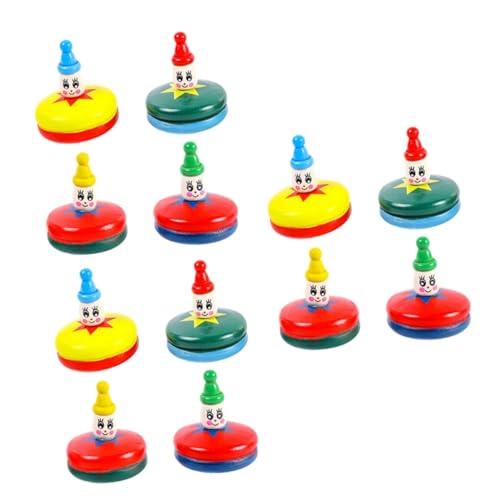 ibasenice Spielzeuge 12 STK Kleiner hölzerner Kreisel Spielzeug Geschenk Kleiner Holzkreisel Geburtstagsparty-Zubehör Partybevorzugung Karikatur Kleiner Kreisel Jacke rotieren Holzspielzeug von ibasenice