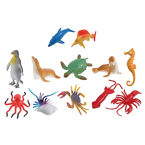 ibasenice 12 STK Meeres Tiere ausstecher Pinguin seesterne ninia turtels laufstall Meerestier Spielzeugset Toys kinderspielzeug tierisches Simulation Tierschmuck Plastik von ibasenice