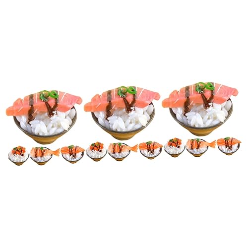 ibasenice 12 STK Simulierter Sushi-Reis PVC-Reismodell Künstliche Sushi-Ausstellung Simulation Lebensmittelmodell Spielzeug gefälschtes Essen Foto-Requisite Spielnahrung für die Kinderküche von ibasenice