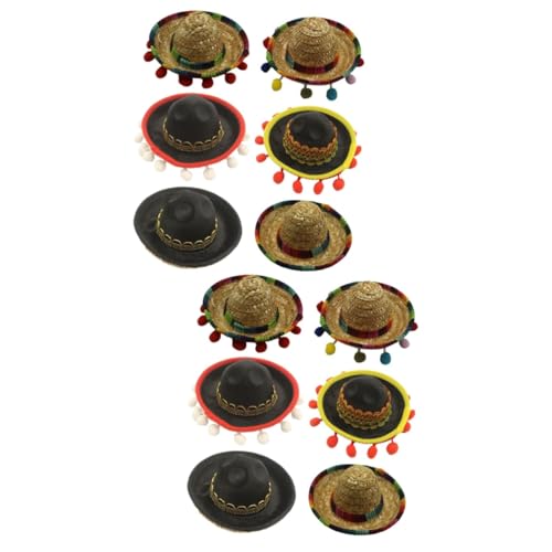 ibasenice 12 Stk Mexikanischer Sombrero Mexikanische Hüte Mini-stroh-sombreros Sombrero-stirnband Mexikanischer Hut Aus Stroh Sombrero-stirnbänder Mexikanisches Kostüm Mexiko-hüte Polyester von ibasenice