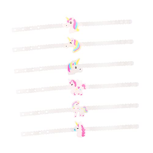 ibasenice 12 Stk einhorn armband armbänder für leuchtende armbänder einhornparty Silikonarmband Kinderfest Dekoration PVC-Cartoon-Armband Einhorn-Glitter-Armband leuchtender Armreif von ibasenice