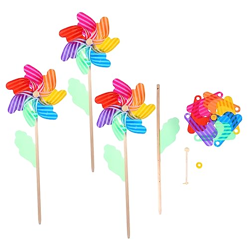 ibasenice 12 Stück Kinderspielzeug Windmühle Kinder Outdoor Spielzeug Outdoor Spielzeug Outdoor Dekoration Blumen Windmühlen Stick Heimdekoration DIY Windmühlen Rasen Bunt Zum Drehen Pp von ibasenice