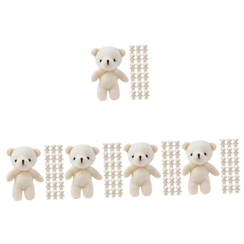 ibasenice 120 STK Bärenanhänger Mini Bärenfigur Mini-bären Plüschtier-anhängeranhänger Kleiner Ausgestopfter Bär Mini-flockbären Bär Puppe Schlüsselanhänger Mini-teddybären Weiß Pp Baumwolle von ibasenice