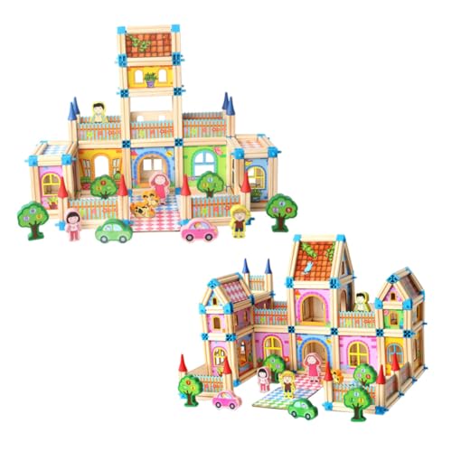 ibasenice 128st Kinder Puzzle Spielzeug DIY Puppenhausmöbel Puppenhaushandwerk Herstellen Selbstgemachte Puppenmöbel Puppenhausspielzeug Für Kinder DIY Modernes Puppenhaus Hölzern von ibasenice