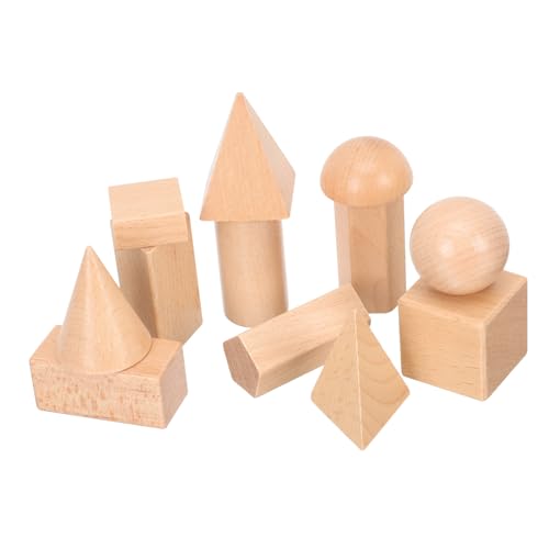 ibasenice 12-teiliges Geometrisches Holzbaustein-Set für Jungen und Mädchen Montessori-Lernen 3D-Formen Zum Unterrichten Von Mathematik-manipulativen von ibasenice