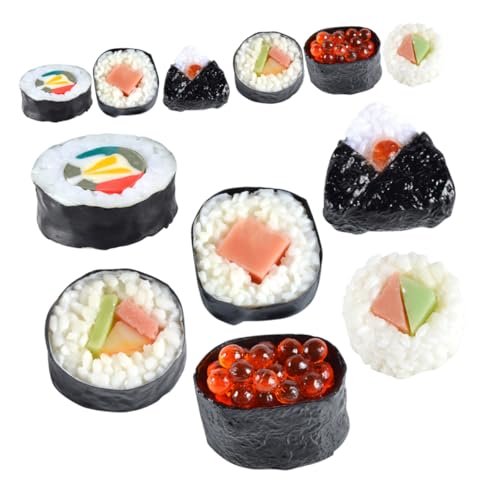 ibasenice 12St Sushi-Modell Küchensimulationsspielzeug Küchenspielzeug vortäuschen Sushi-Replik Japanisches Sushi Spielzeug Sushi Attrappe Sushi-Foto gefälschtes Sushi künstliches Sushi PVC von ibasenice