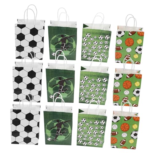 ibasenice 12 Stücke Fußball Candy Taschen Kraft Papier Party Taschen Fußball Einkaufstasche für Sport Event von ibasenice