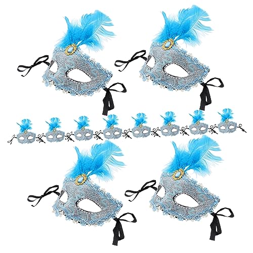 ibasenice 12st Karneval Liefert Maskendekor Schlag Maskerade-maske Gesicht Teufelsmaske Maskerade-party-maske Maskerade Masken Partymaske Gasmasken-cosplay Grimasse Kostüme Feder Blue von ibasenice