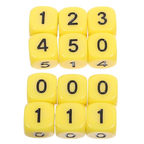 ibasenice 12st Mathe-würfel Ziffer Riesige Würfel Brettspielwürfel Spielwürfel Requisiten Rollenspielwürfel Sechsseitige Würfel 6-seitiges Spiel 6-seitiger Würfel Standardwürfel Yellow Acryl von ibasenice