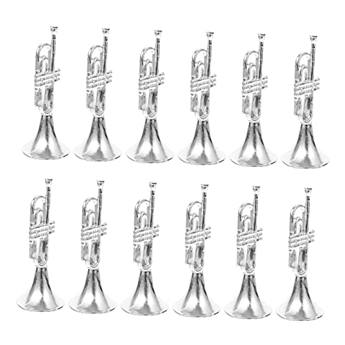 ibasenice 12st Musikinstrumentenmodell Mini-altsaxophon Puppenhaus-trompete Mini-trompetenmodell Trompetenverzierung Miniatur-trompete Zum Aufhängen Klarinette Musical Plastik Silver von ibasenice