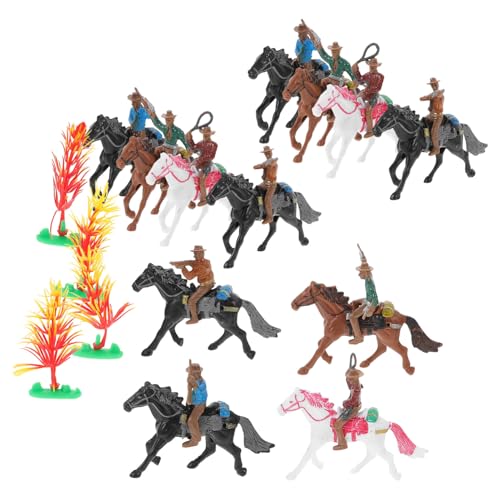 ibasenice 12st Puppenmodell Heimdekorationen Westliche Modelle Menschliche Mikromodelle Tischdekoration Action-Figuren-spielset Pferdestatuendekoration Wildwestfiguren Reitermodell Plastik von ibasenice