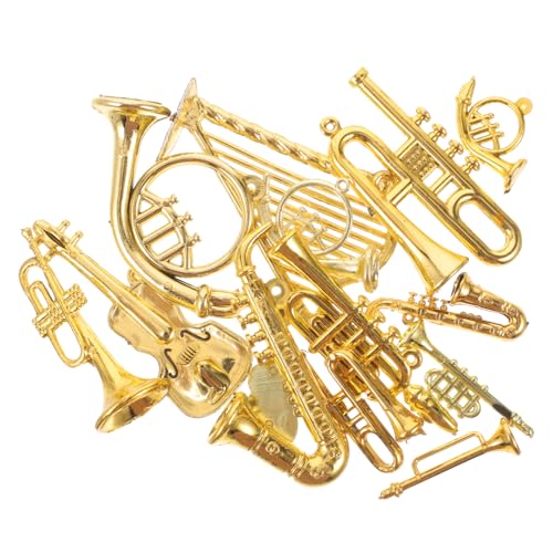 ibasenice 14 Stück Kleine Musikinstrument Anhänger Mini Ornamente Baum Miniatur Saxophon Weihnachts Hängeornamente Weihnachts Hängeinstrumente Instrumente Spielzeug Trompete von ibasenice