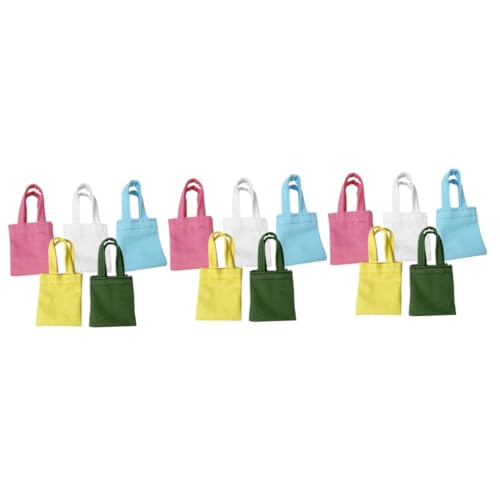 ibasenice 15 STK Mini Handgefertigte Canvas-Tasche Puppenhaus Handtasche Miniatur-Einkaufstasche Mini-Handtasche Miniatur-puppentaschen Mini-Einkaufstasche Mini-puppenhandtasche Segeltuch von ibasenice