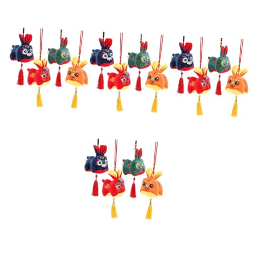 ibasenice 16 STK Ausgestopftes Hasen-Maskottchen-Spielzeug hängende chinesische tierkreistiere Kinder Kaninchen Plüschtier Chinese New Year Rabbit hasenpuppe Plüschhasenspielzeug kurzhaarige von ibasenice