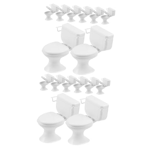 ibasenice 16 Stk Puppenhaus-Toilettenspielzeug Tu so, als würdest Toilettenspielzeug spielen Puppenhaus-Toilettenmodell spielzeug Wannenspielzeug realistische toilette Mini-Töpfchen von ibasenice
