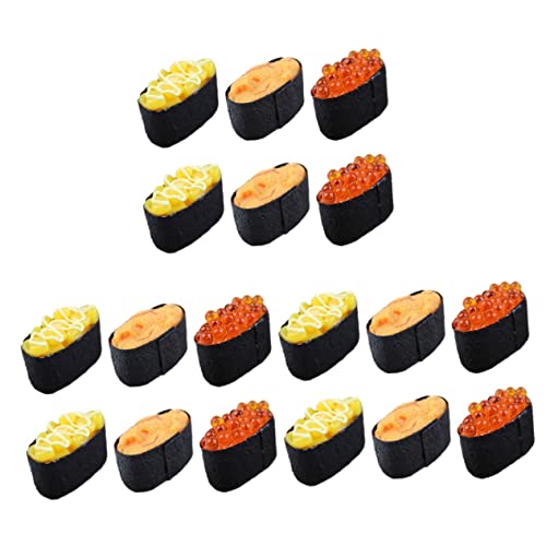 ibasenice 18 STK Sushi-Simulation Japanisches Essen künstliche Nigiri-Onigiri Hausdekoration Künstliche Sushi-Attrappen gefälschtes Essen Japanisches Sushi-Modell Fake-Food-Dekor PVC von ibasenice