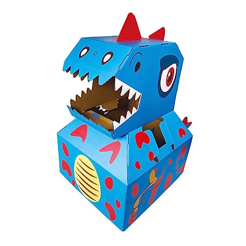 ibasenice 1Stk Dinosaurier-Modell Interaktives Spielzeug für Kinder DIY karton Dinosaurier Kinderkostüm Kinder bastelset basteln für Kinder Dinosauriermodell Leistungsstütze Papier Blue von ibasenice