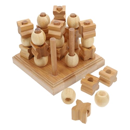 ibasenice 1Stk Dreidimensionales Toe Spiel Schach Schachbrett Logic Games for zabawki stymulujące rozwój Kinderbambusschach Sudoku-Schach für Brown von ibasenice