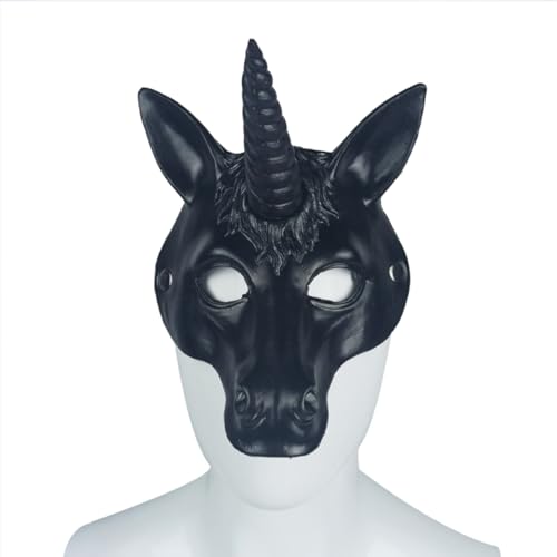 ibasenice 1Stk Einhorn-Maske Halloween-Halbmasken Halloween-Fuchsmasken Halloween-Geistermasken halloween costume halloween kleidung Maskenparty Halloween-Zubehör Halloween-Pu-Maske Black von ibasenice