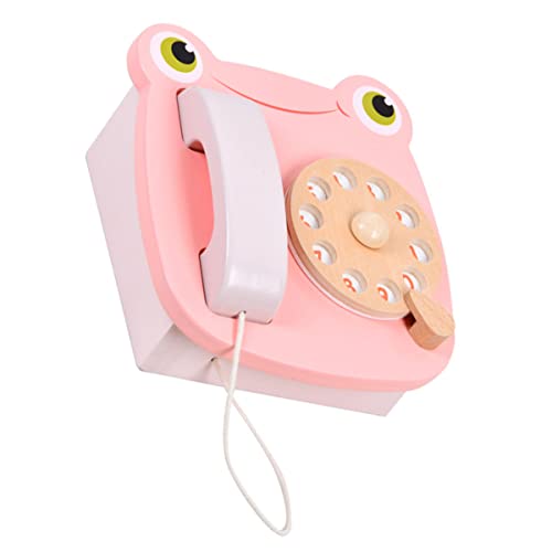 ibasenice 1Stk Frosch Telefon holzspielzeug kindertelefon Telefon Kinderzimmer Dekoration Robustes Holzspielzeug Telefonspielzeug für Kindererziehung hölzern von ibasenice