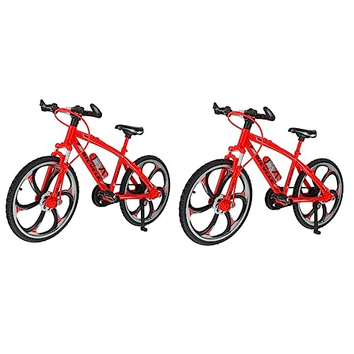 ibasenice 2 STK Fingerrad fingerspiele fingerspielzeug tragbares Fingerspitzenspielzeug Fahrradmodell Fahren Miniaturspielzeug Mini-Spielzeug Finger Fahrrad Alu-Fingerbike Ferrolegierung rot von ibasenice