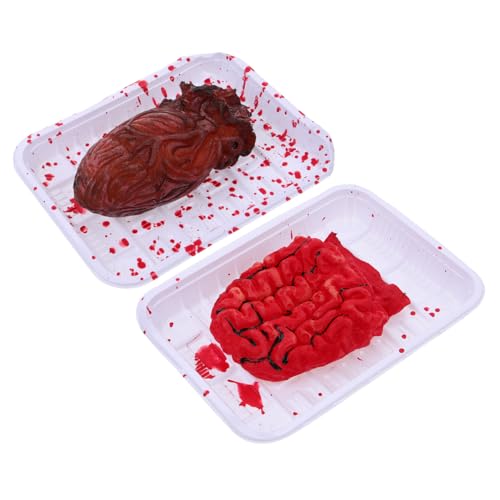 ibasenice 2 STK Lunchbox Mit Simulierter Orgel Halloween Falsches Herz Mantel Körperorgane Requisiten Maske Schminkkasten Fingerpuppen Für Babys Gruselige Körperteile Gefälscht Rot Plastik von ibasenice