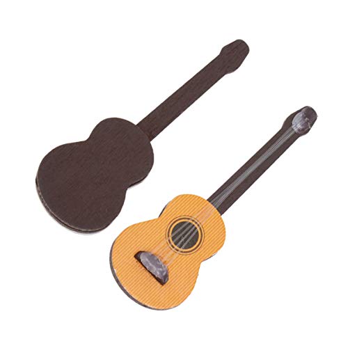 ibasenice 2 STK Mini-Gitarre holzspielzeug holzspielsachen puppenhauszubehör Holzornament Gitarren-Geburtstagsdekorationen puppenhaus tapete Holzschmuck Miniatur-Gitarrenfiguren Bambus von ibasenice