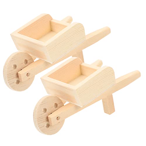 ibasenice 2 STK Mini-Wagen Zubehör Mini- Bausätze Rolle Schubkarre Miniaturen Melissa Matschig Bausatz Zauberer Figuren Puppe Rad Minikarren Holz von ibasenice