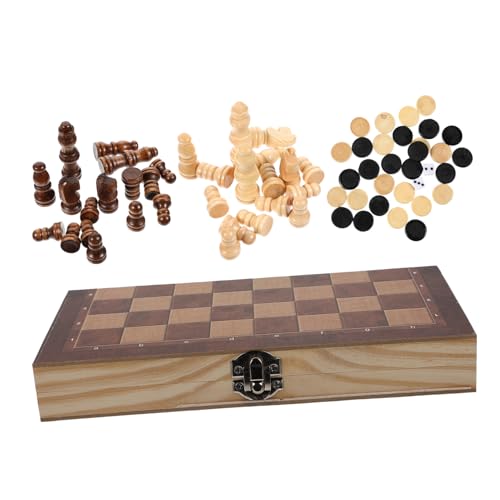 ibasenice 2 Sätze 3 Internationales Schach Kinder schachspiel Schachbrett Kinder Games magnetisches Reiseschach magnetisches Schach pädagogisches Schach 3 in 1 Brettschach hölzern Brown von ibasenice