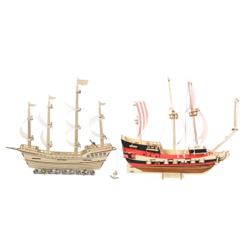 ibasenice 2 Sätze 3D - Segelpuzzle holzpuzzle Segelschiff modellbausatz Segelschiff Herausforderung Segelschiff Puzzle lebensechtes Segelbootmodell Rätsel zum segelboot Bauen 3D - Puzzle von ibasenice