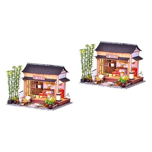 ibasenice 2 Sätze DIY Chinesischer Innenhof Feenhaftes Spielzeug Gartenmodell Selber Bauen Hausmodell Im Chinesischen Stil Handgefertigtes Spielzeugmodell 3D Mini Chinesischer Garten Holz von ibasenice