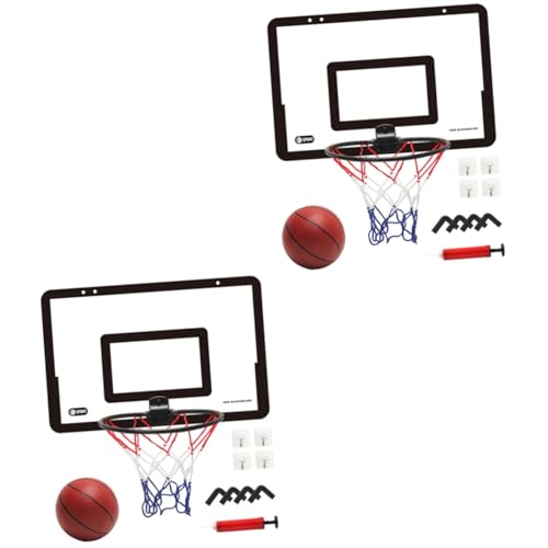 ibasenice 2 Sätze Indoor-basketballkorb Spielsets Basketball Drinnen Basketballrahmen Für Kinder Babywannenspielzeug Tür Mini-basketballball Cartoon-basketballständer Reifen Plastik von ibasenice