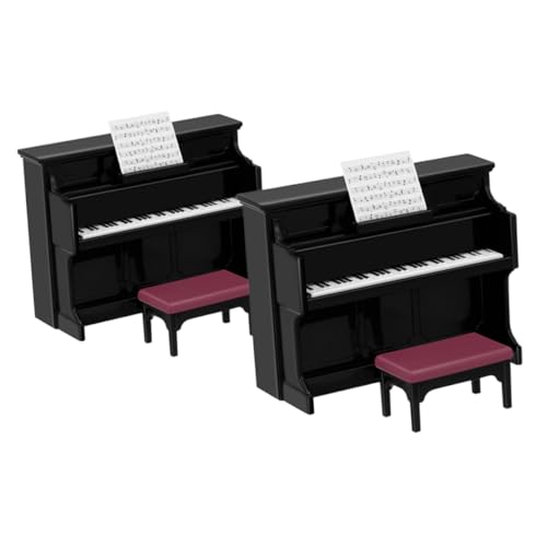 ibasenice 2 Sätze Kinderspielzeug Miniatur-puppenhausklavier Puppenhausflügel Miniatur-simulationsklavier Mini-klaviertastatur Miniaturklavier Mit Stuhl Winziges Klavier Black Plastik von ibasenice