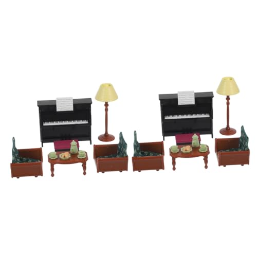 ibasenice 2 Sätze Klaviersofa-Spielzeug Miniatur-Wohnzimmermöbelzubehör Puppenhaus-Miniaturmöbel 1:12 Miniklavier Puppenhaus Dekoration Klavier Set Mini-Klavier Mini-Hausverzierung Abs von ibasenice