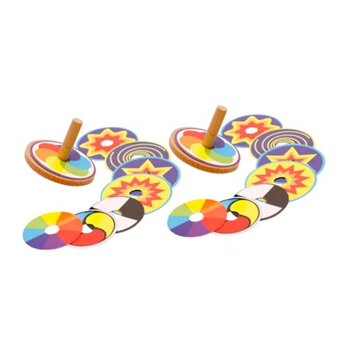 ibasenice 2 Sätze Kreisel Spielzeug Activity für Kinder handschoenen kreativekraft handlocher Holzplatten gemaltes Gyroskop Spitze Oberteile für Kinder Kinderoberteile Puzzle Jacke hölzern von ibasenice