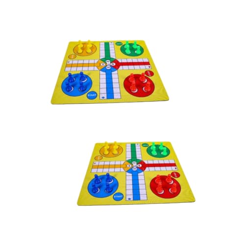 ibasenice 2 Sätze Ludo Schachspiel Schreibtisch Schachspielzeug Kleiner Tisch Schachspielzeug Fliegendes Schach Logik Denkspielzeug Party Schachspielzeug Schachspiele Tragbares von ibasenice