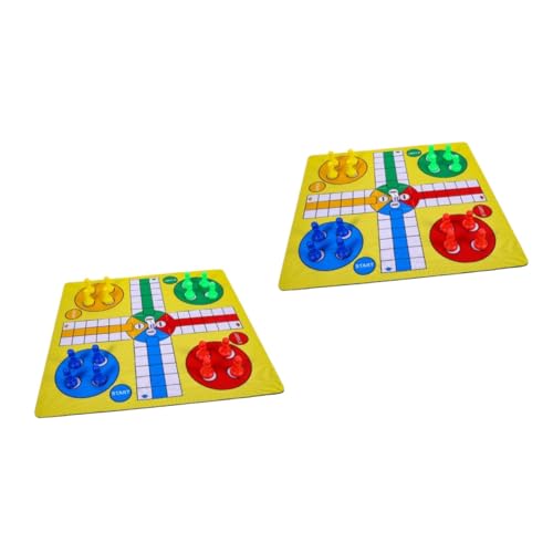 ibasenice 2 Sätze Ludo-schachspiel Schach Für Anfänger Ludo-brettspiel Fliegendes Schachbrett Flugzeugschachspiel Tragbares Schach Flugschachspiel Interessante Schachspiele Gummi Yellow von ibasenice