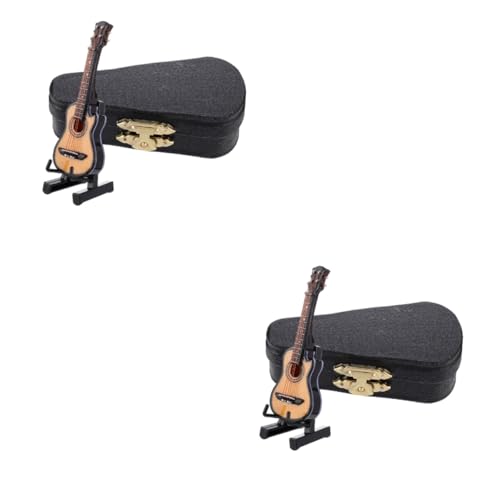 ibasenice 2 Sätze Mini-Gitarre Gitarrenstatue Desktop Gitarre simulieren Instrumentenmodell E-Bass Gitarrenmodell Musikinstrument Dekoration Miniatur-E-Gitarre Miniatur-Musikinstrumente Holz von ibasenice