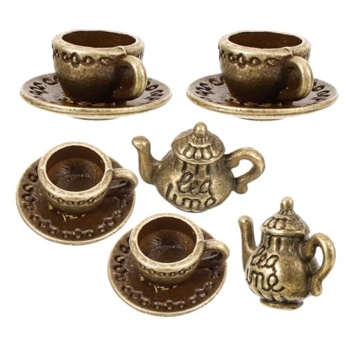 ibasenice 2 Sätze Miniatur-Essens- und Spielzeugszenen küche spielset Mini-Tierfiguren kleine Tierfiguren Miniatur-Dinge Mini-Kaffeetasse Mini-Hausteetasse Mini-Teetassen Eisen Dark Brown von ibasenice