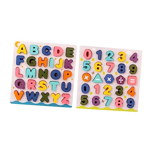 ibasenice 2 Sätze Puzzle Bildungsblöcke Blöcke Nummernalphabetblöcke Alphabet Und Buchstabenblöcke Aus Holz Hölzern von ibasenice