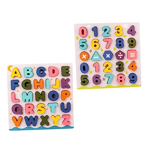 ibasenice 2 Sätze Puzzle Spielzeug Kinder rätsel The Children rätselbuch Kinder Educational Toys Fun Toy Nummernalphabetblöcke Alphabet und Buchstabenblöcke aus Holz Bildungsblöcke hölzern von ibasenice