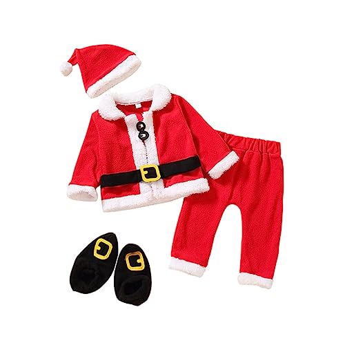 ibasenice 2 Sätze Weihnachten Vierteiliges Set Kind Weihnachten Partygeschenke Festival Kinderkleidung Weihnachten Cosplay Kostüm Kinder Weihnachtskleidung Maskerade Outfit Weihnachtsmann von ibasenice