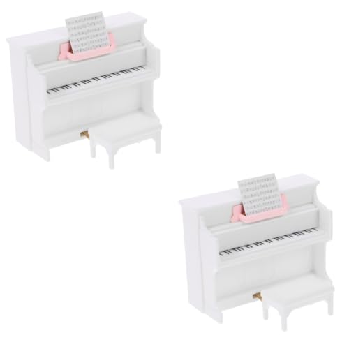 ibasenice 2 Sets Mini Klaviermodell Miniatur Puppenhaus Zubehör Babypuppen Spielzeug Zubehör Für Puppenhaus Mini Verzierung Miniatur Klavier Miniatur Hocker Modell Weiße von ibasenice