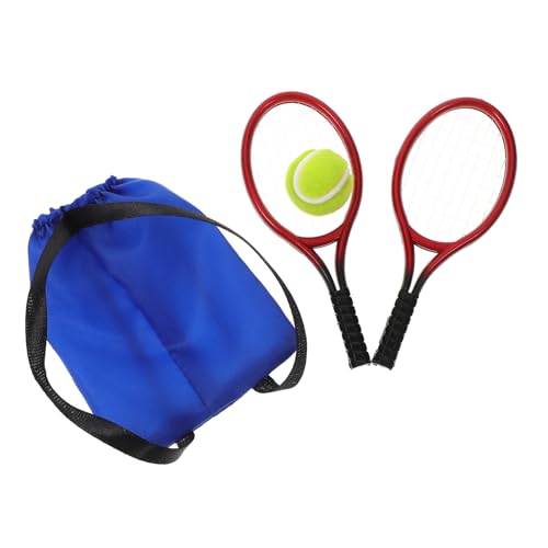 ibasenice 2 Sets Mini Tennisschläger Set Miniaturen Babypuppenzubehör Badmintonschläger Tasche Tennisschläger Badminton Tasche Puppenhausmöbel Wohnaccessoires Werkzeug Modell von ibasenice