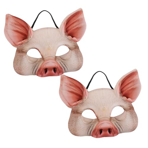 ibasenice 2 Stk Halbe Gesichtskugelmaske Lustige Maske Pelzige Maske Schweinenase Und -ohren Schweinekostüm Halbmaske Halloween Make-up-stirnband Schnauze Halloween-kostüm Hase Figuren Rosa von ibasenice