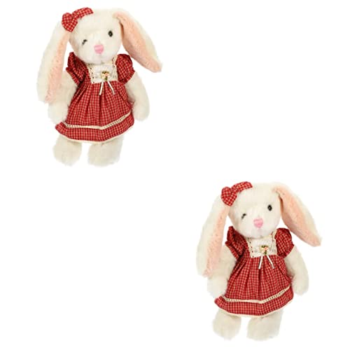 ibasenice 2 Stück Kaninchen Plüschtier Kaninchen Stofftier Ostern Stofftiere Ostern Plüschtiere Baumwollstofftier Stoffhase Neujahr Maskottchen Puppe Hase Stofftier Pp Baumwolle Rot von ibasenice