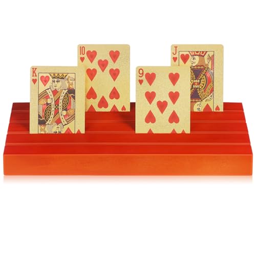 ibasenice 2 Stück Kartenhalter Ständer Schlitzspielkartenhalter Holz Spieldeck Displayständer Tischkartenständer Holzbasis Kartenständer von ibasenice