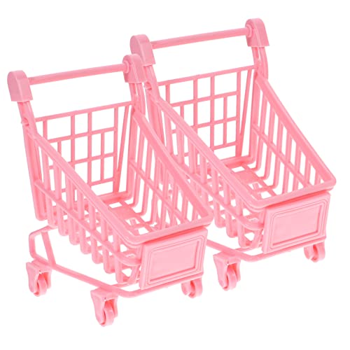 ibasenice 2 Stück Mini-Trolley Korb Sitz faltbar Tasche Storage Trolley ablagekörbe puppenwagen deko Mini trolleys einkaufswagen Mini-Einkaufswagen Eisen Rosa von ibasenice